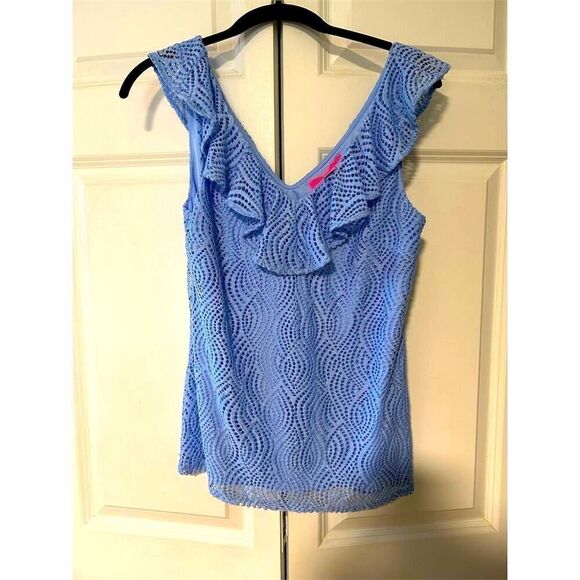 Lilly Pulitzer Women's Alessa Lace Sleeveless Blouse Blue Size S - Picture 1 of 8